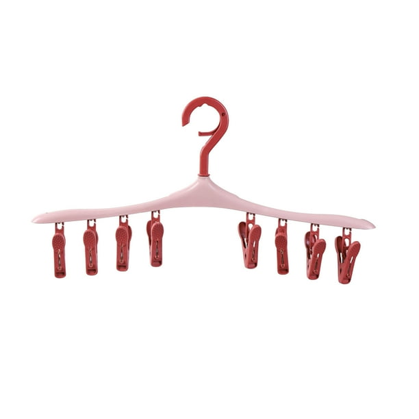 Perchero Multifunción con 8 Pinzas Desmontables para Ropa Interior, Calcetines y Sombreros. Gancho Giratorio de 360 Grados Resistente Al Viento para Guardar Ropa y Secar En Viajes.