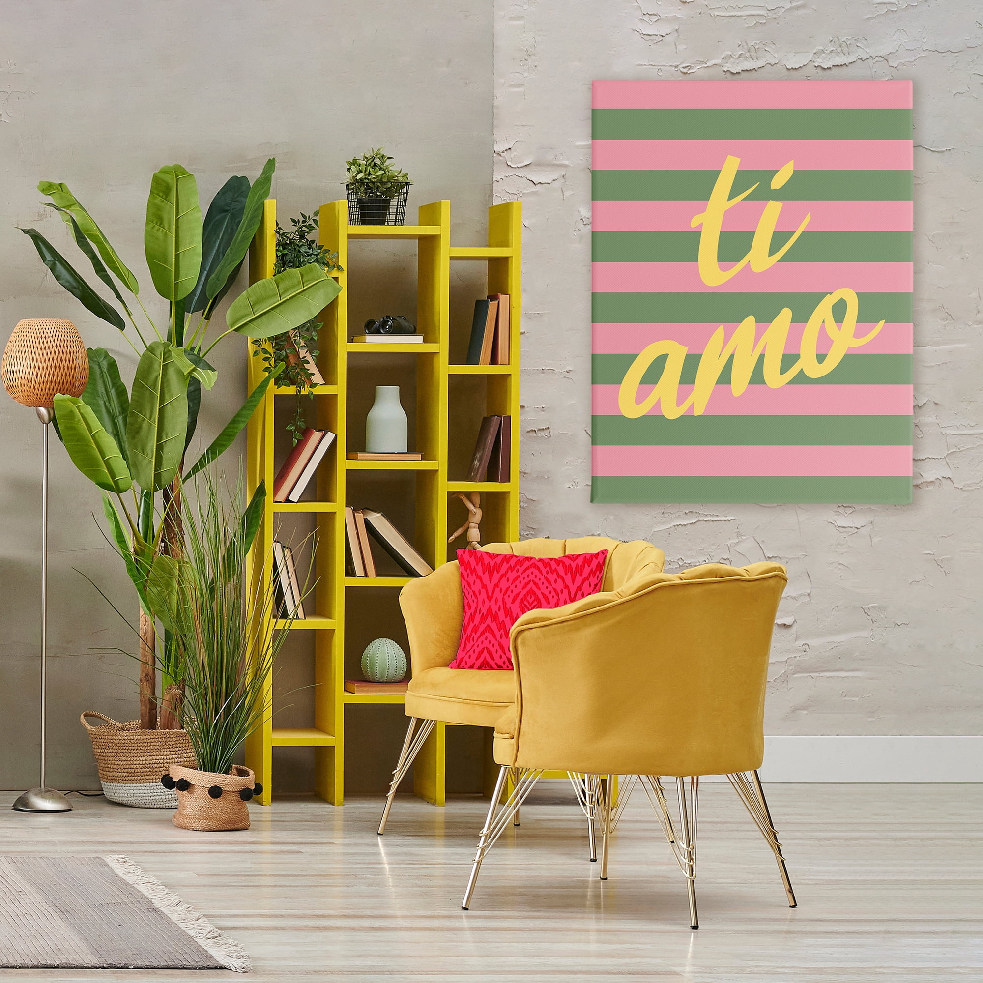 Stupell Industries Ti Amo Pink Green Stripes Canvas Wall Art, design by SD Graphics Studio