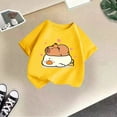 thumbnail image 4 of Tfken Summer Girls Tshirts Cartoon Print Short Sleeve Crew Neck Tops Daily Wear Trendy Children Soft Tops Yellow Size 2-4 Years, 4 of 4