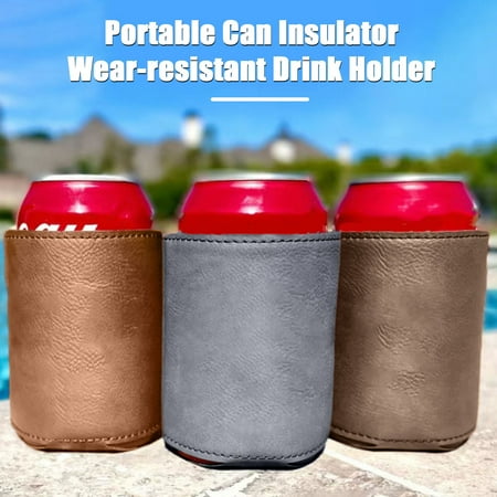 

sunsanly Faux Leather Can Sleeve for Beer Soda Cans Insulated Cover for Cold Drinks Easy to Clean Carry Great Gift for Men And Women