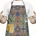 thumbnail image 2 of Brown Traditional Tile Pattern Apron-Garden Aprons for Women with Pockets-Cotton Linen Waterproof Kitchen Cooking Gardening Aprons Adjustable for Kitchen,Cooking,BBQ and Salon 33x27 Inch, 2 of 7