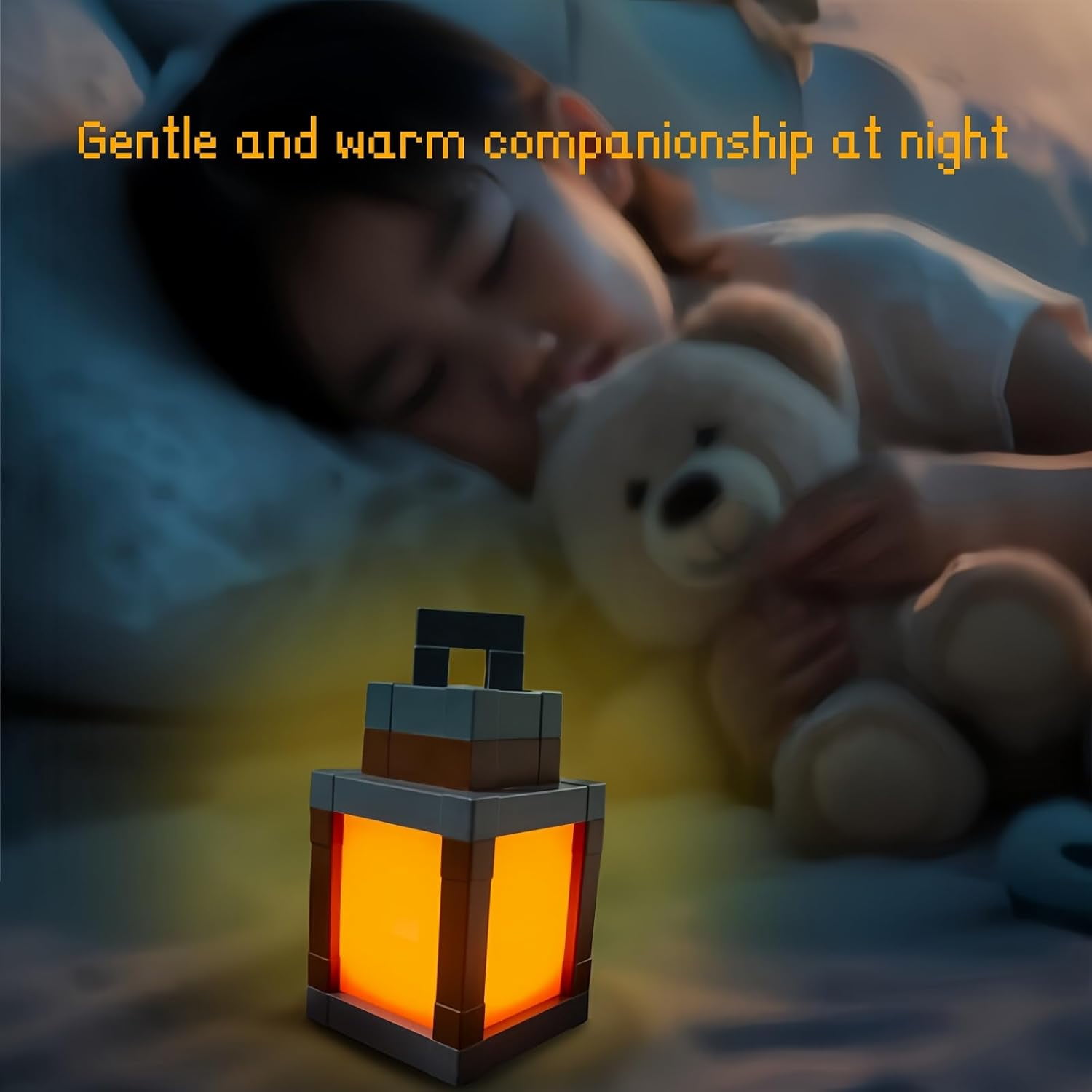 Rechargeable Pixelated Lantern Night Light | 16-Color RGB Mood Lamp with Dual Control (Remote) | Wall/Table Lamp for Cosplay, Nightstand & Bedroom Decor（1 PCS）