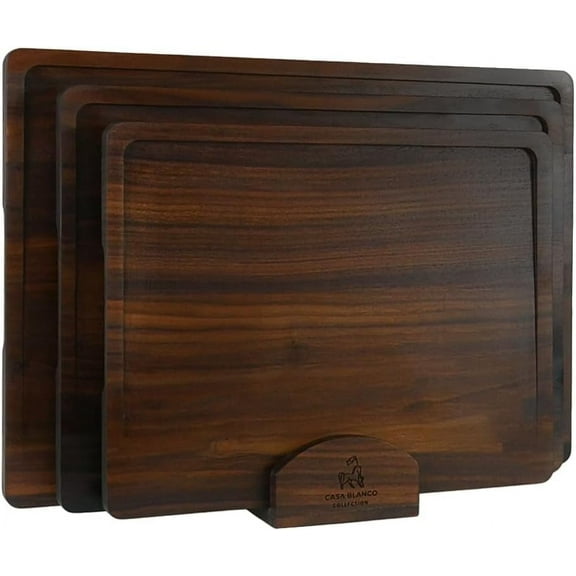 Black Walnut 3 piece Cutting Boards with black walnut stand
