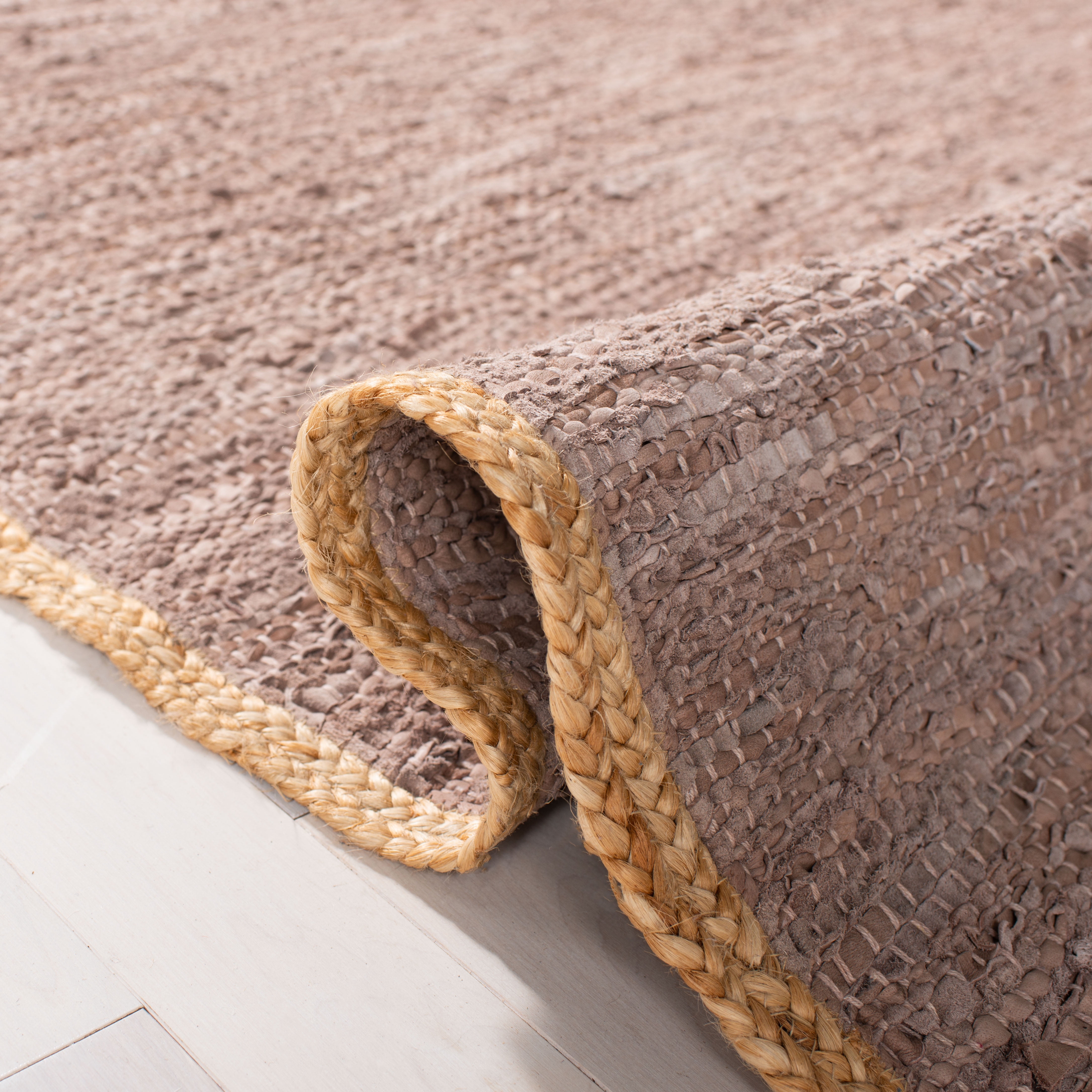 SAFAVIEH Cape Cod Ainsley Texture/Embroidery Area Rug, Brown/Natural, 4' x 6'