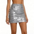 thumbnail image 2 of Arlun 2026 Spring Flower Shape Sequin Mini Skirts for Women Sparkly High Waisted Stretchy Bodycon Skirts Night out Party Short Skirt Summer Outfit Grey M, 2 of 5