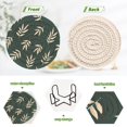 thumbnail image 4 of Yayeee 6 PCS Drink Coasters with Holder Set Woven Absorbent Round Tabletop Hot Pad, Beige Leaves, 4 of 7