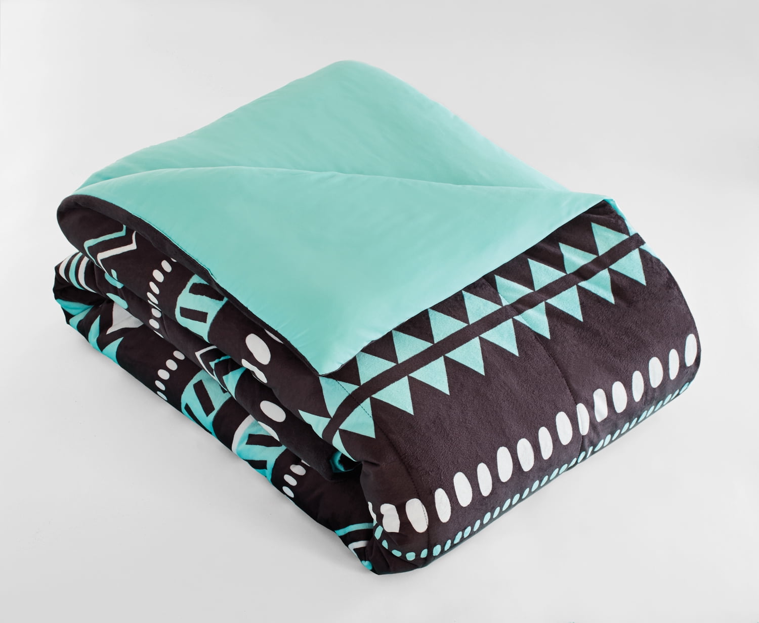 Your Zone Mint Gray Tribal 3 Piece Comforter and Sham Set Double/Queen