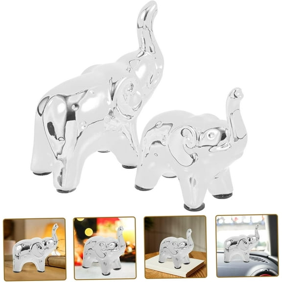 A Pair Elephant Statue Home Decor,Modern Style Figurines,Sculpture for ​Office Desktop Bookshelf Living Room