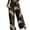 Beige, variant on LUOGENLI Female Casual Pants Women High Waist Drawstring Feather Flower Printing Easy Trousers Long Pants Boho Beach Pockets Pants Cotton Casual Pants Women Summer Petite Black M