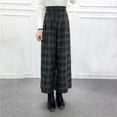 thumbnail image 3 of Dpytoraw Women's Winter Plaid Wool Blend Wide Leg Pants Casual 3/4 Length Trousers For Comfortable Style Lightweight Casual Pants Women Dark Gray L, 3 of 3