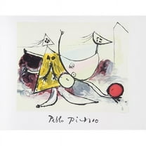 Pablo Picasso 14490 Femme sur la Plage Jouant au Balloon- Lithograph on Paper 29 In. x 22 In. - Yellow- Red- Black- White