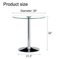 thumbnail image 2 of Hi loPres 35" Round Glass Bar Height Table, Modern Clear Tempered Glass Pub Table with Sturdy Silver Chrome Pedestal Base for Small Space, Kitchen, 2 of 7