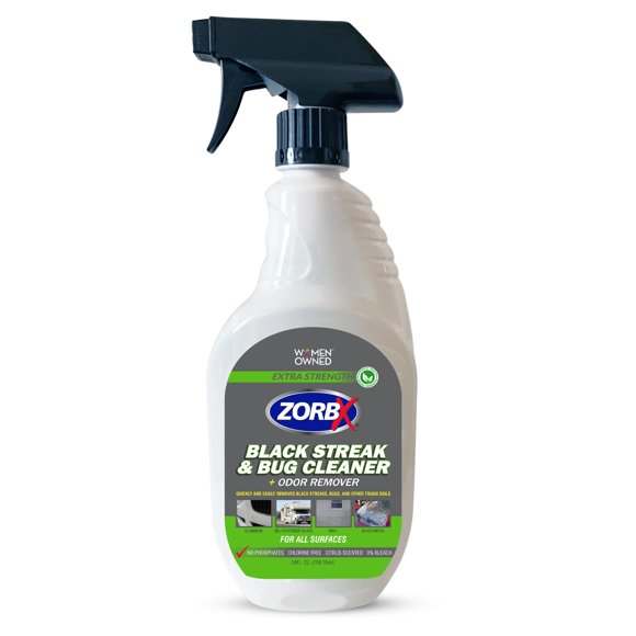 ZORBX Extra Strength Black Streak & Bug Cleaner & Odor Remover (24 oz) – Removes Streaks and Bugs from RVs, Motor Homes, Vehicles Without Removing Wax – Dissolve Grease, Oil, Smoke & Exhaust Stains