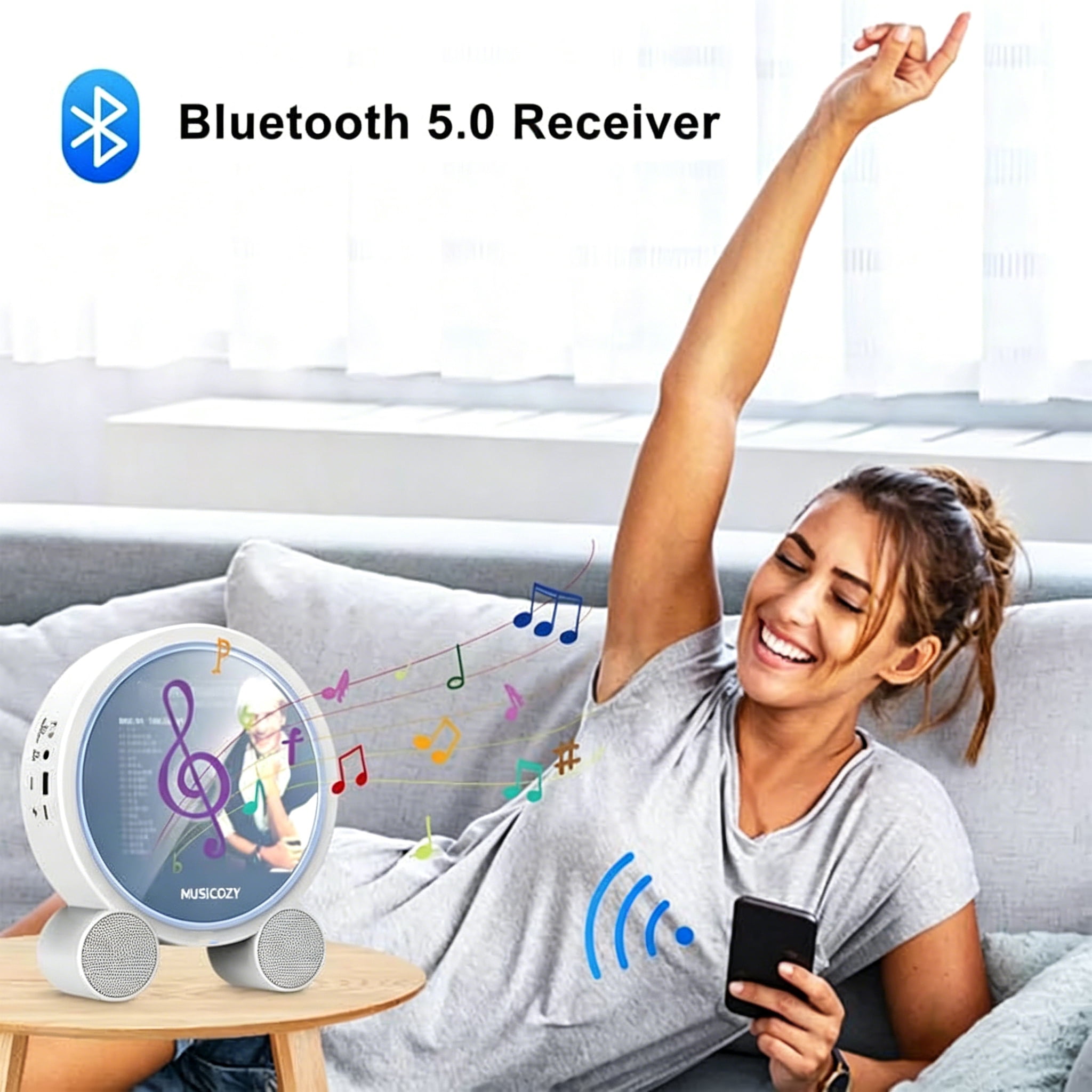 Portable Vertical CD Player with Bluetooth for Home with LCD Screen, Wireless Audio CD Player with Remote Control, Rechargeable Battery Built in HiFi Speakers Support Timed Music ON/Off FM USB SD