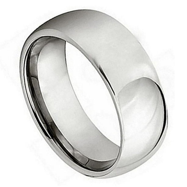 Custom Engraved 7mm White Tungsten Carbide Wedding Band Ring - Polished Classic, Size 5.5