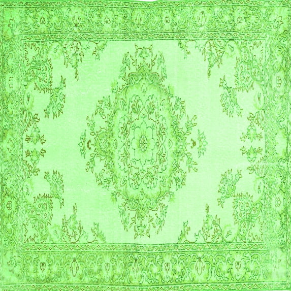 Ahgly Company Indoor Square Abstract Green Contemporary Area Rugs, 5' Square