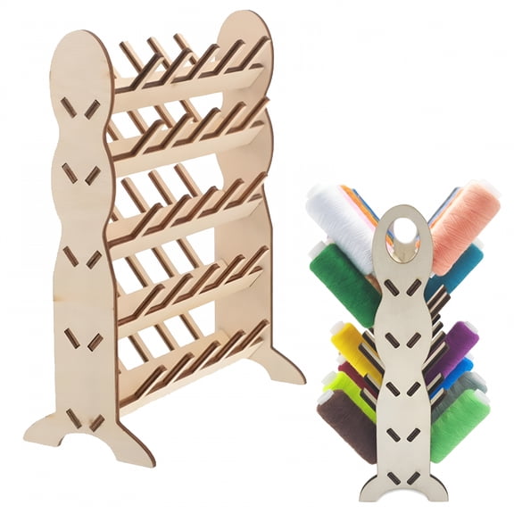XIBUFE Thread Organizer and Spool Holder,60-Slot Wooden Thread Rack with Hanging Hooks,Braiding Rack Embroidery Floss U0026 Sewing Thread Organizer for Quilting,Braiding,Sashiko