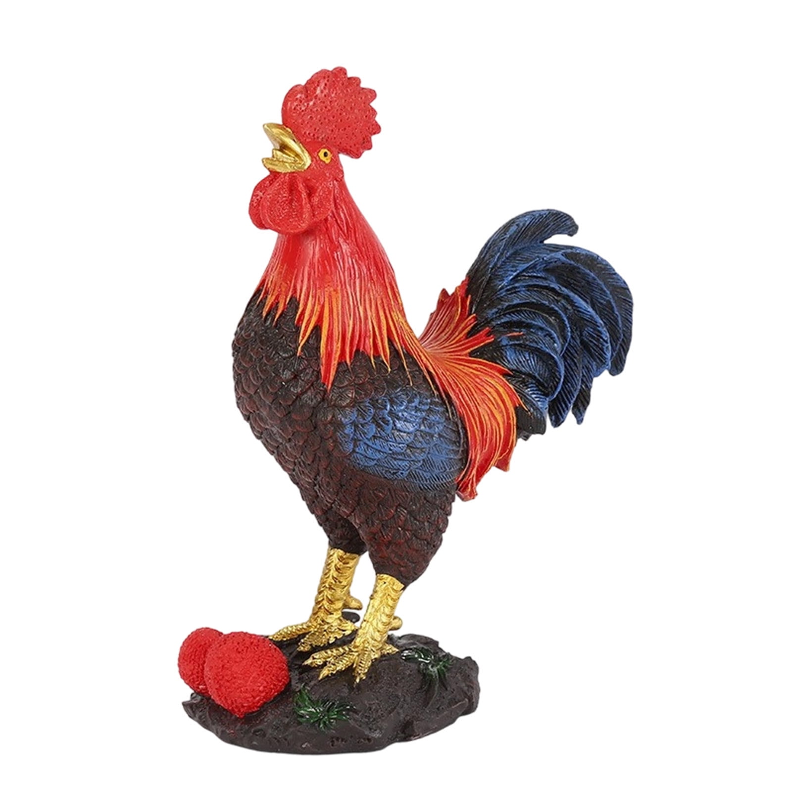 Qiopertar Metal Rooster Garden Statue, Handcrafted Iron Rooster Sculpture Outdoor Decor, Weather-Resistant Patio Backyard Chicken Yard Art Figurine for Lawn Garden Decoration