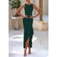 thumbnail image 5 of Vestido largo PRETTYGARDEN para mujer, verano 2025, verde con volantes, 5 of 9