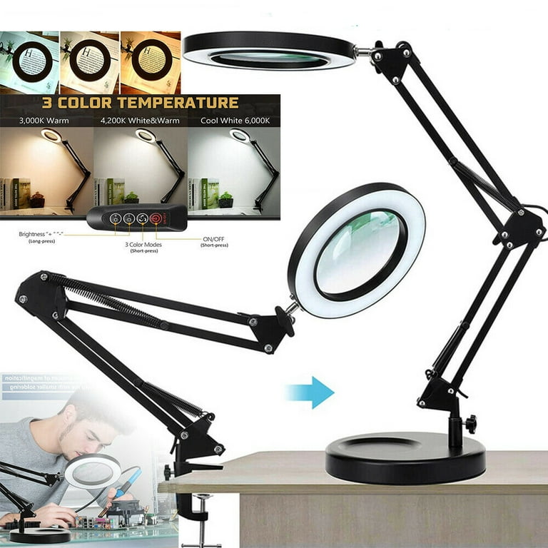  10X Magnifying Glass with Light and Stand, Desktop Hands Free  Magnifier, Lighted Magnifying Glass for Close Work Reading Hobbies Crafts  Repair : Health & Household