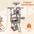 thumbnail image 3 of Costway 65" Tall Multi-level Cat Tree with 3 Upholstered Top Perch 2 Cat Condos Cat Basket Light Gray, 3 of 10