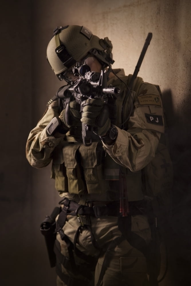 U S Air Force CSAR Parajumper Armed With An Automatic Rifle Poster 