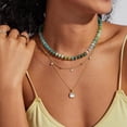 thumbnail image 2 of Beaded Gemstone Necklace for Women, Colorful Boho Bead Choker Natural Stone Surfer Beach Necklaces Gold Plated Summer Handmade Jewelry, 2 of 6