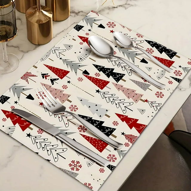 XYAIYT Lot de 4 Napperons de Noël Décorations de l'Action de Grâce Festives Faciles à Nettoyer Design Résistant aux Éclaboussures pour Réunions de Vacances Dîners en Famille 17.7x11.8 Po Multicolore