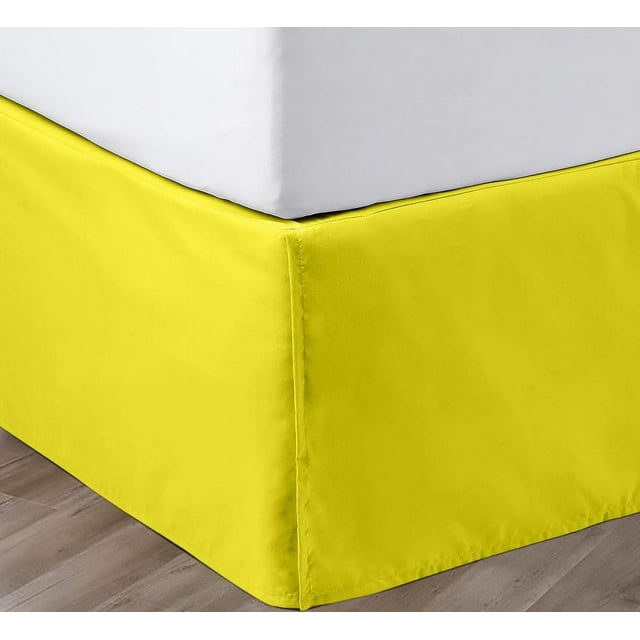 SGI Bedding 14 Inch Pleated Bed Skirt | Microfiber Bed Skirt | Fade Resistant, Wrinkle Free, Anti-static, Decorative, Extra Storage Space, Clutter-Free | Queen, Yellow