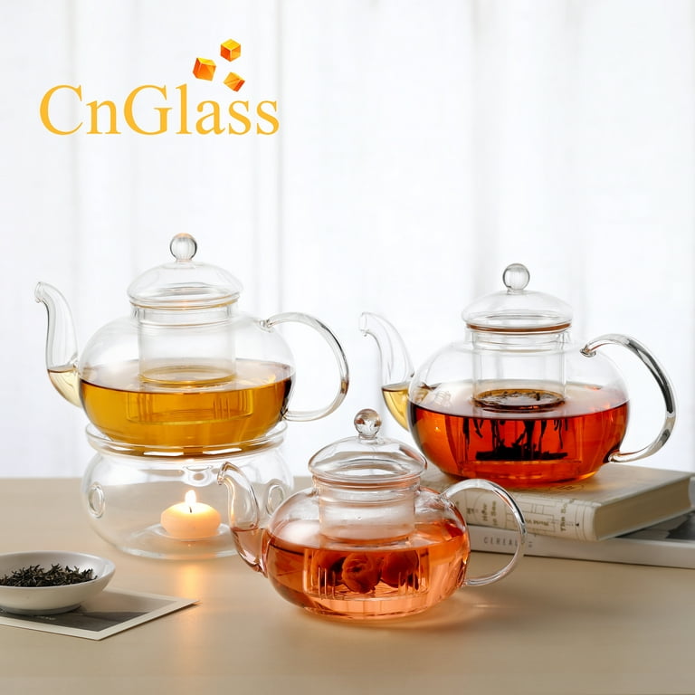CnGlass Glass Teapot Stovetop Safe,Clear Teapot with Removable
