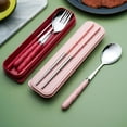 thumbnail image 4 of 3Pcs/set Portable With Storage Box Reusable Stainless Steel Cutlery Set Tableware Spoon Fork Chopstick Kits Dinnerware PINK, 4 of 8