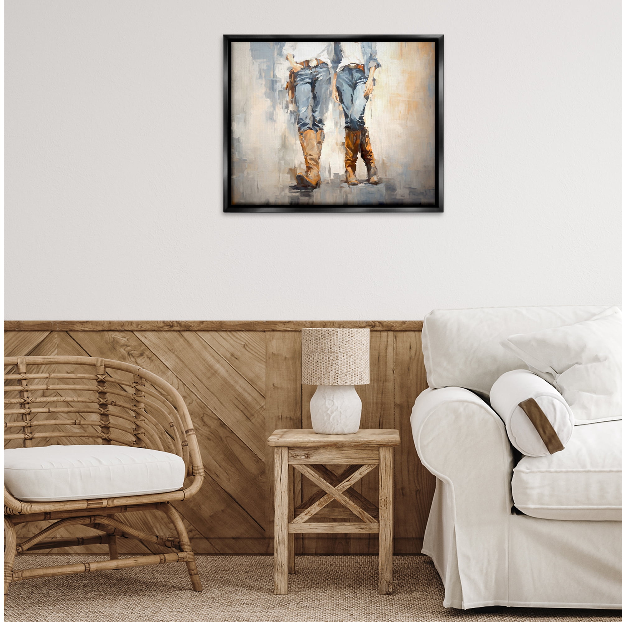 Stupell Industries Country Cowgirl Attitude Novelty Painting Black Floater Framed Canvas Art Print Wall Art, 31 x 25