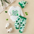 thumbnail image 2 of mgoYE Baby Boy Clothes 9-12 Months Newborn Baby Boy St Patricks Day Outfit Romper Striped Waffle Pants with Hat 3Pcs Sets(White,3-6 Months), 2 of 9