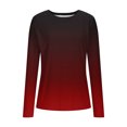 thumbnail image 4 of Sevevn Women's Elastic Casual Crew Neck Gradient Ribbed Knit Long Sleeve Tunic Dressy Tops Blouses Wine XXL, 4 of 8