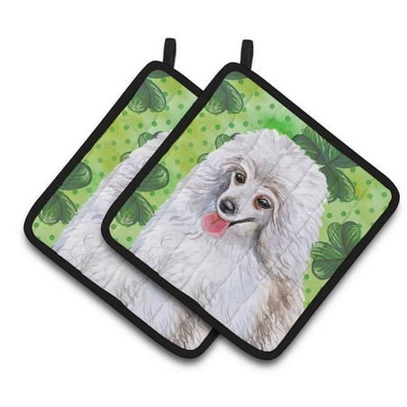 

Medium White Poodle St.Patricks Pair of Pot Holders