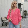thumbnail image 5 of SOMER Women’s Flowy Tops Business Work Top 3/4 Sleeve Blouses V-Neck Summer Dressy Casual Shirts Pink, 5 of 6