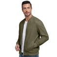 thumbnail image 6 of GIRUNS Men's Casual Varsity Jacket Vintage Suede Bomber Jackets Lightweight Outerwear Coat Army Green 2XL, 6 of 7
