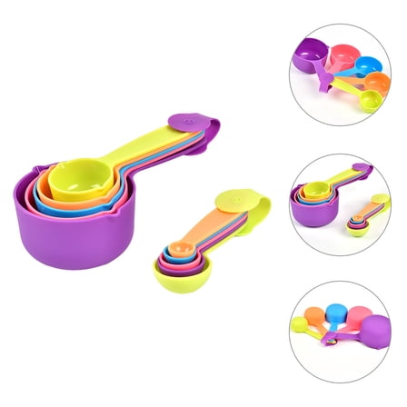 LOLIPPYY Set of 5 Plastic Measuring Spoons for Kitchen and Baking Use, Multi-Color