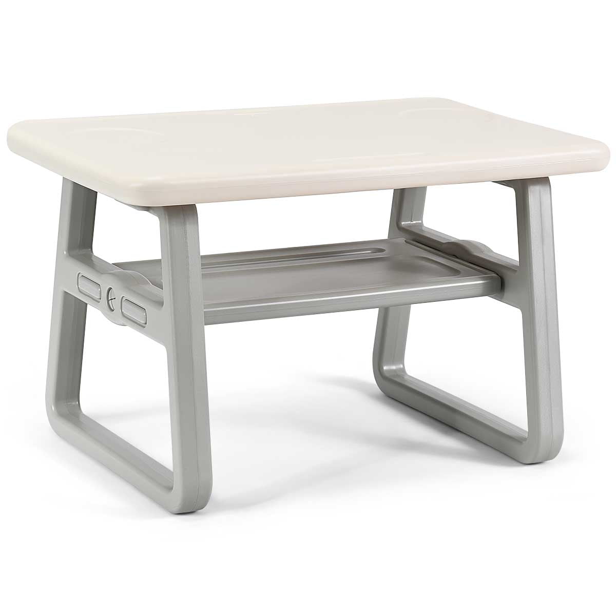 Topbuy Kids 2-in-1 Table and 2 Chairs Set Activity Table With Storage Shelf White Baby