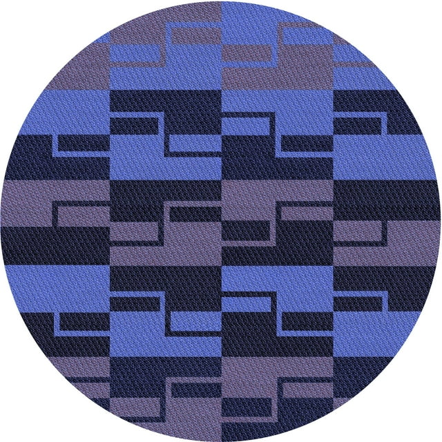 Ahgly Tapis Rond Lavable en Machine Intérieur Transitionnel Bleu Minuit, 6 Pieds Rond