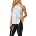 thumbnail image 1 of INSPIRAR CHIC Blusa sin mangas de fiesta para mujeres, top de cóctel brillante con lentejuelas, color plata, 1 of 6