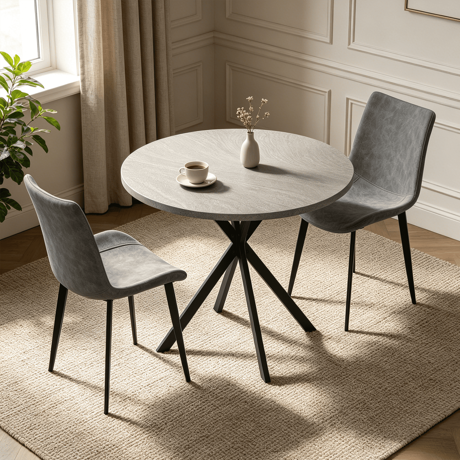 Small Round Dining Table for 2-4 People, 31.8" Modern Round Kitchen Table, Space-Saving Table for Living Dining Room, Coffee ,Apartment