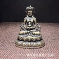 thumbnail image 1 of Antique bronze miniature Buddha statue, pocket-sized Buddha, Medicine Buddha statue, miniature Shakyamuni Buddha., 1 of 3