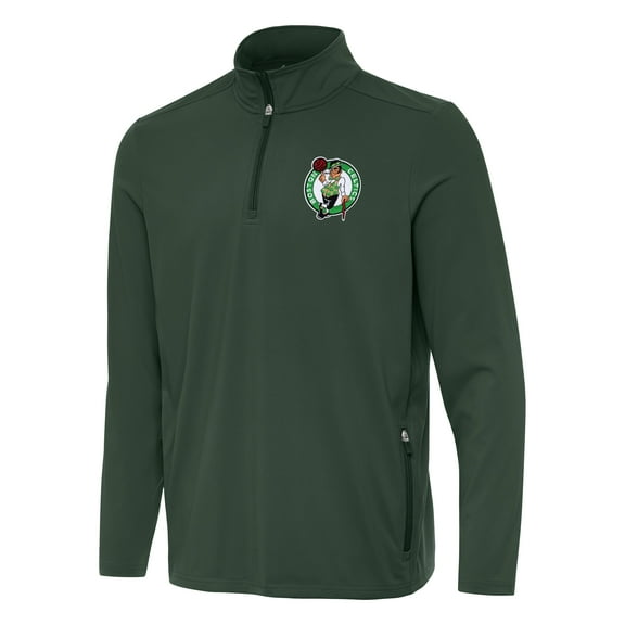 Men's Antigua Hunter Green Boston Celtics Perilous Quarter-Zip Sweatshirt