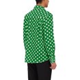 thumbnail image 3 of INSPIRE CHIC Men's Shirt Polka Dots Pattern Point Collar Long Sleeve Button Down Shirt 34 Dark Green, 3 of 6