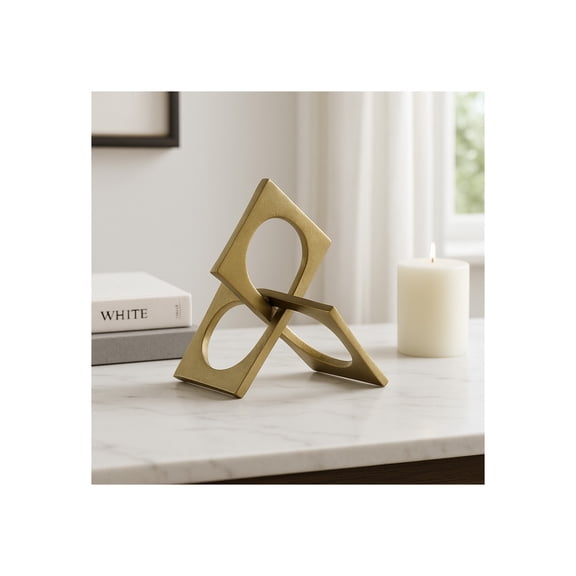Sagebrook Home Metal 9" Linked Square Decor Gold