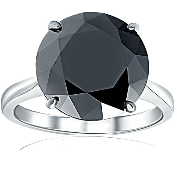 Pompeii3 8Ct Black Moissanite Solitaire Engagement Ring 10k White Gold (,)