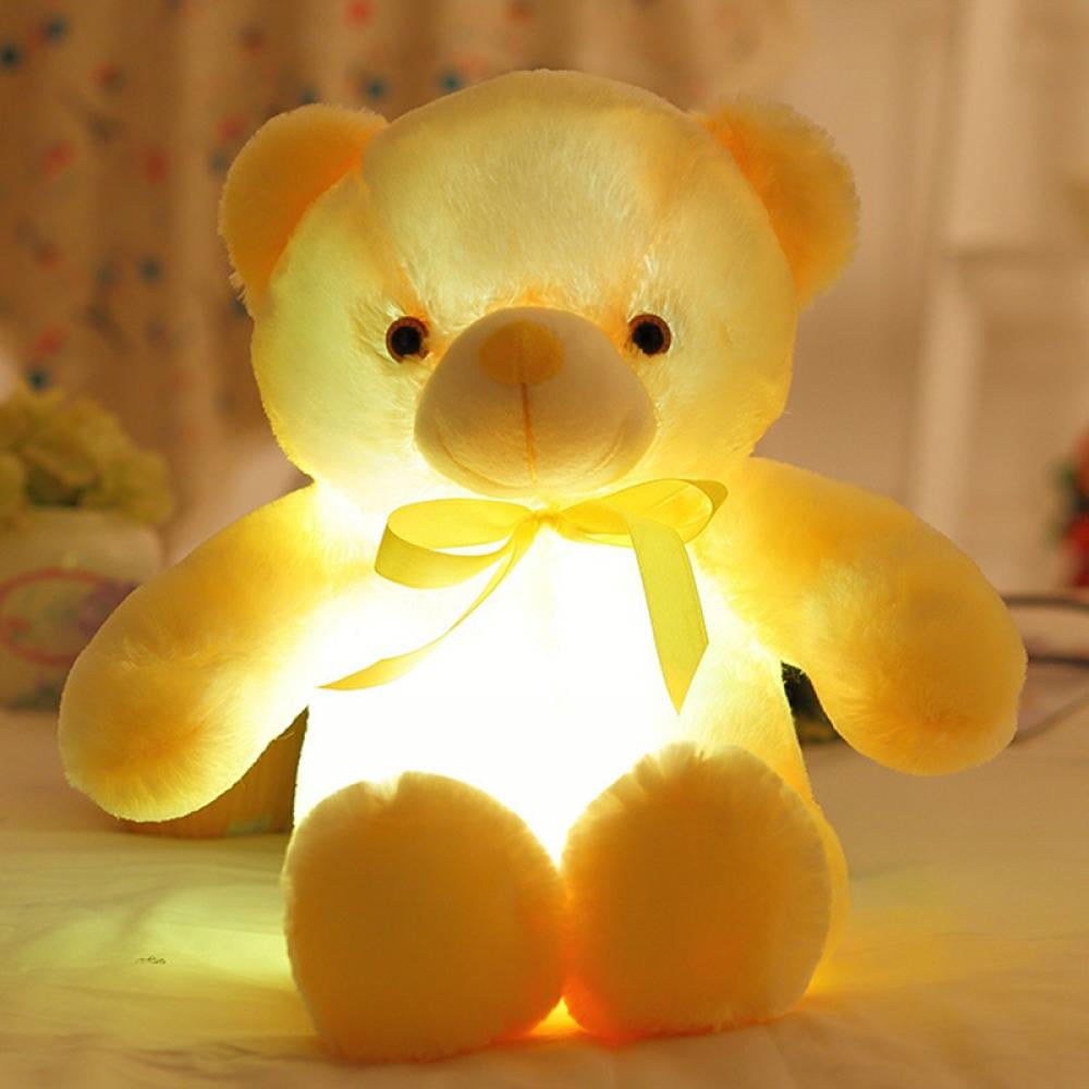 Colorful Light Up LED Inductive Teddy Bear Stuffed Animals Plush Valentines Day 