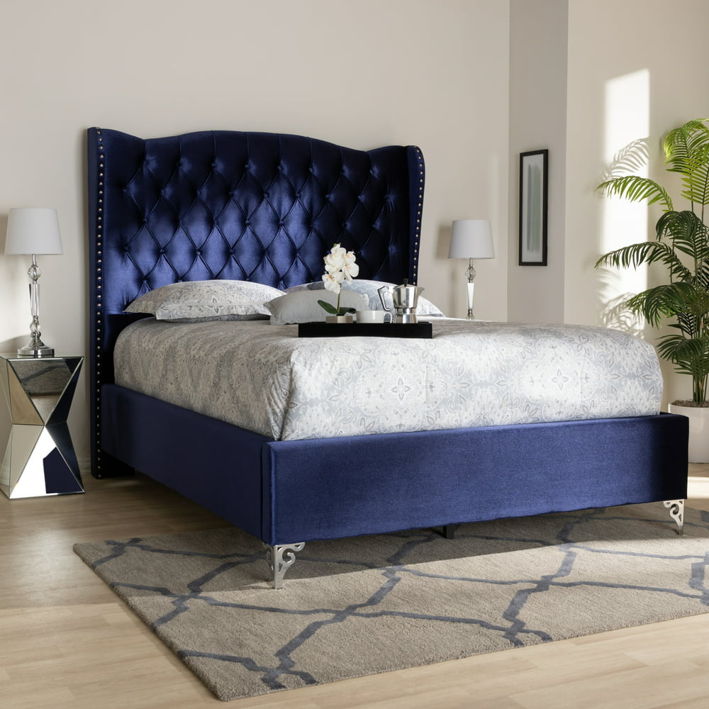 Baxton Studio Hanne Glam and Luxe Purple Blue Velvet Fabric Upholstered ...