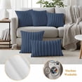thumbnail image 5 of 2 Pack Outdoor Waterproof Throw Pillows, Abstract Blue White Chevron Texture Decorative Square Pillow Case Patio Pillows for Chair Couch Sofa 16x16in, 5 of 9